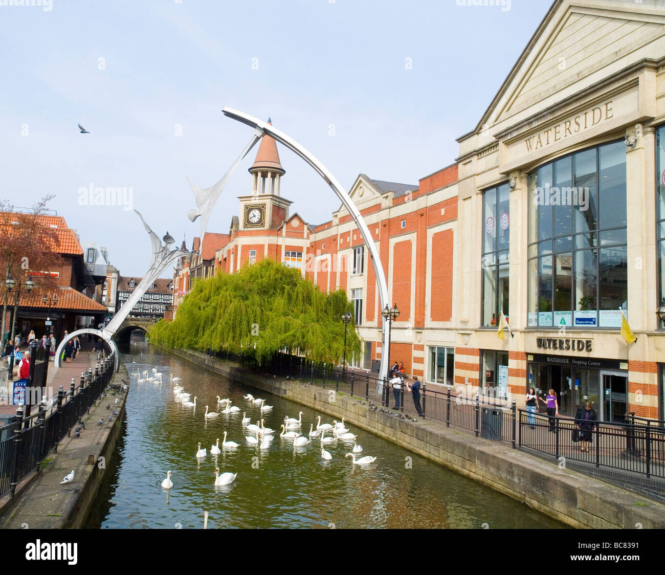 The Waterside Shopping Centre, located on the River Witham in Lincoln City Centre, Lincolnshire England UK Stock Photo