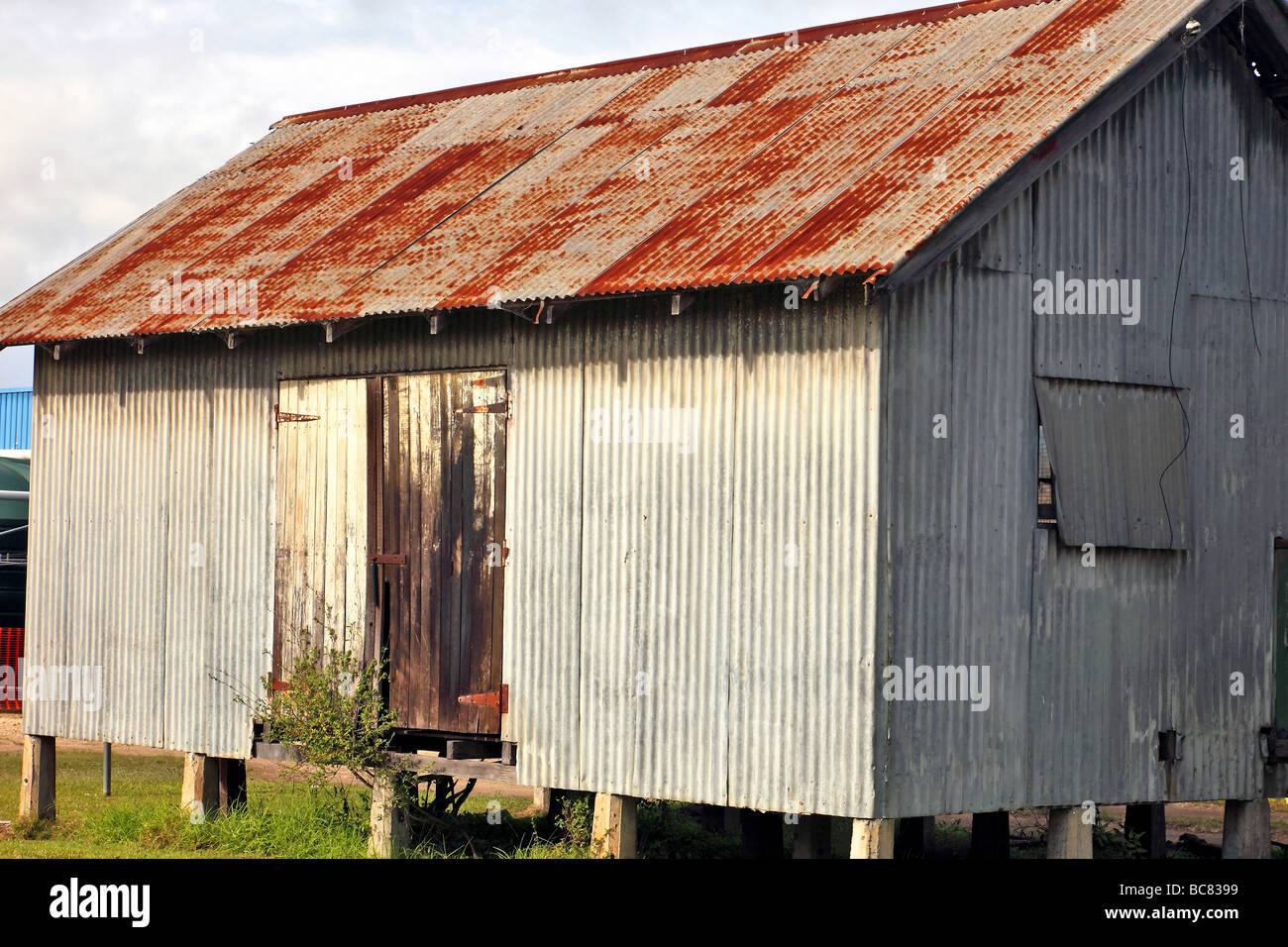 Old corrugated tin storage shed in rural Australia Stock