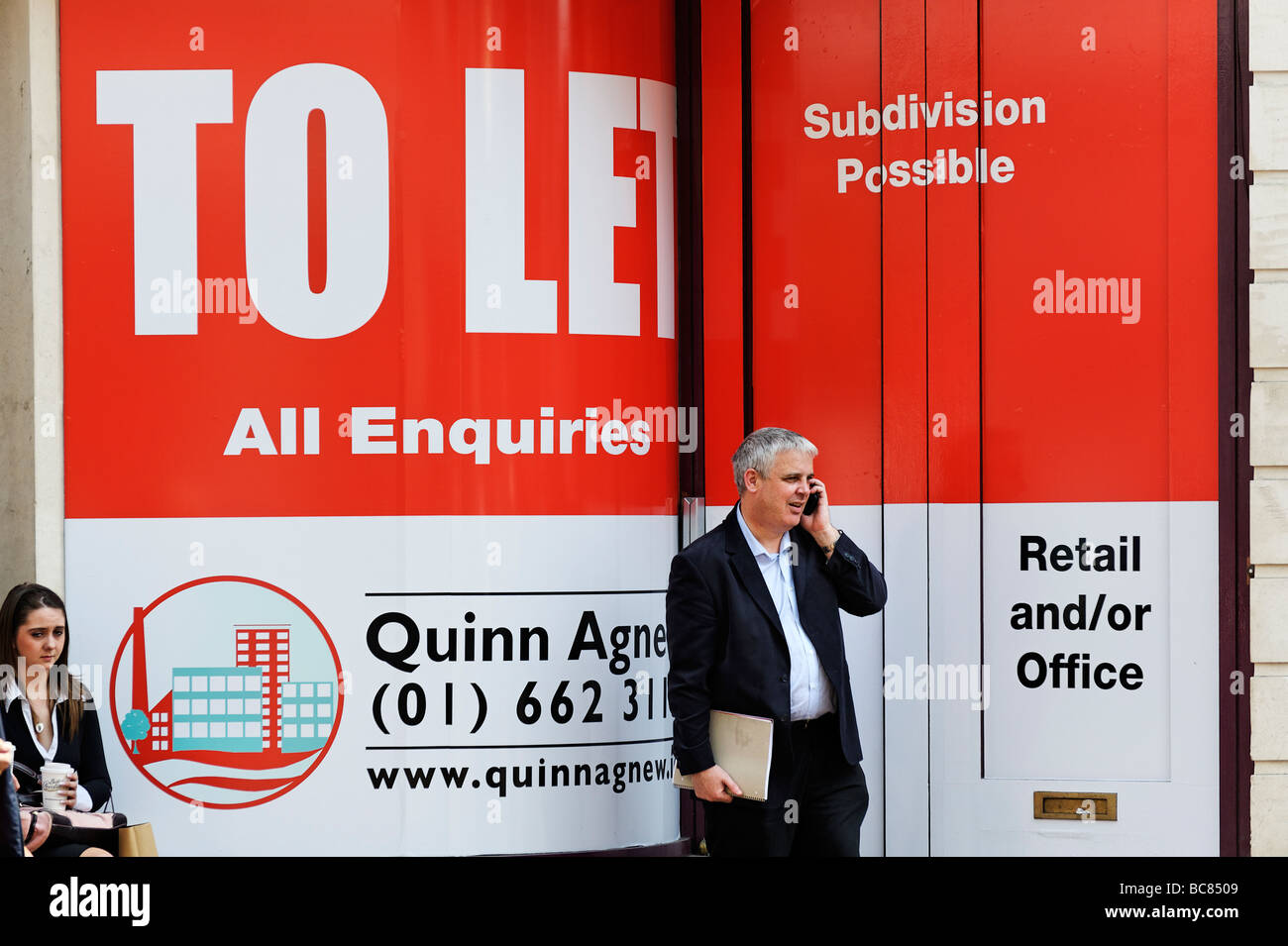 Large estate agents To Let property sign on Grafton Street Dublin