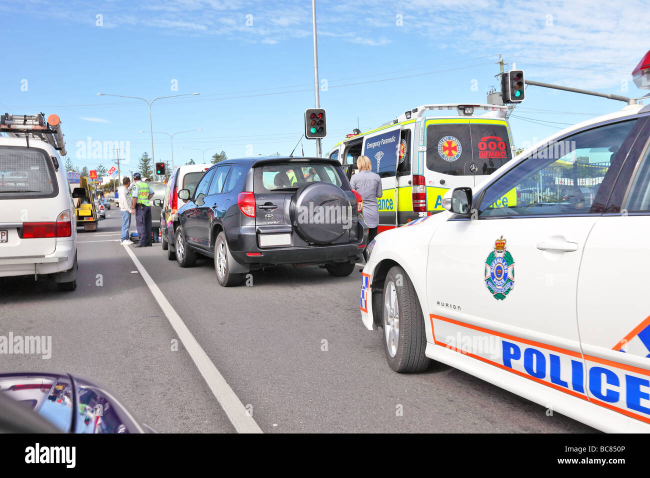 Ambulance and police car crash hi-res stock photography and images - Alamy