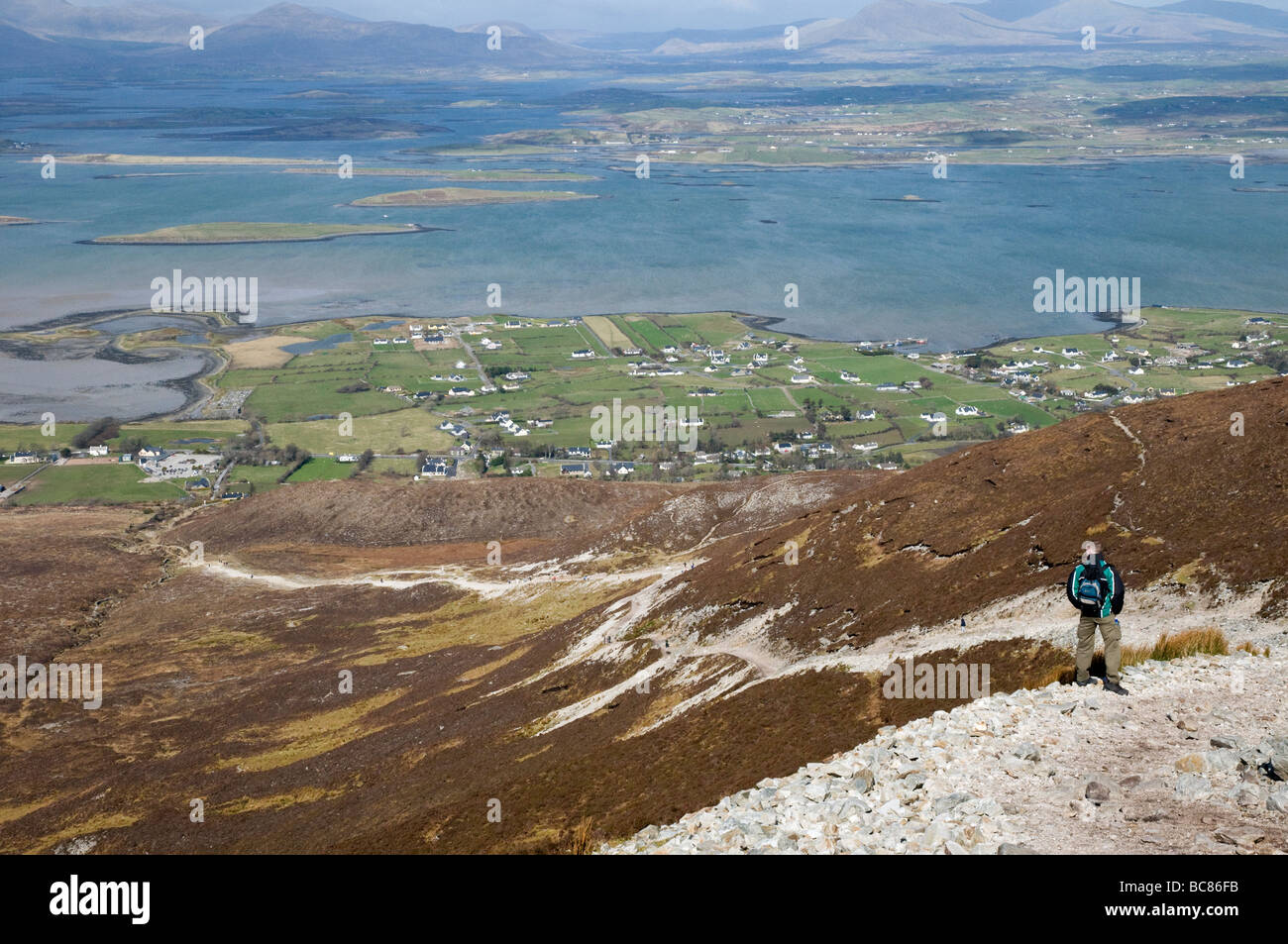 A view from Croagh Patrick, Co Mayo, Ireland, across Clew Bay Stock Photo