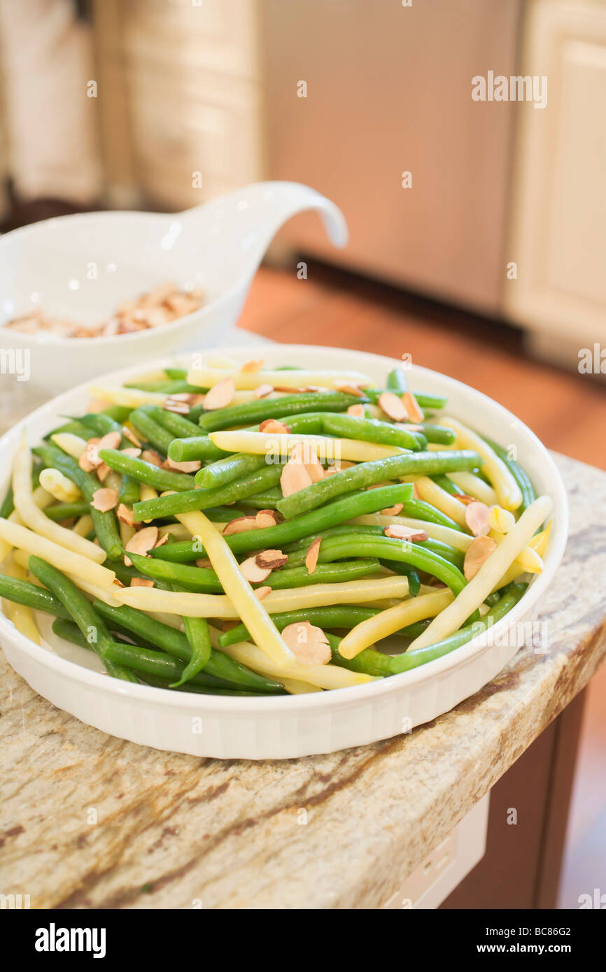 Beans with flaked almonds Stock Photo Alamy