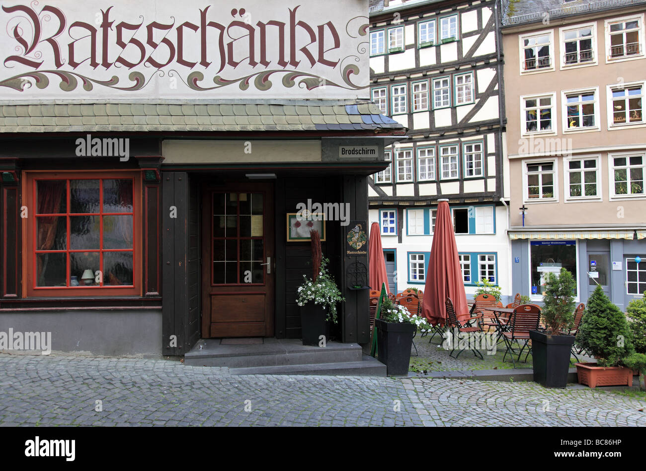 Small Restaurant in the Altstadt of Wetzlar Germany Stock Photo