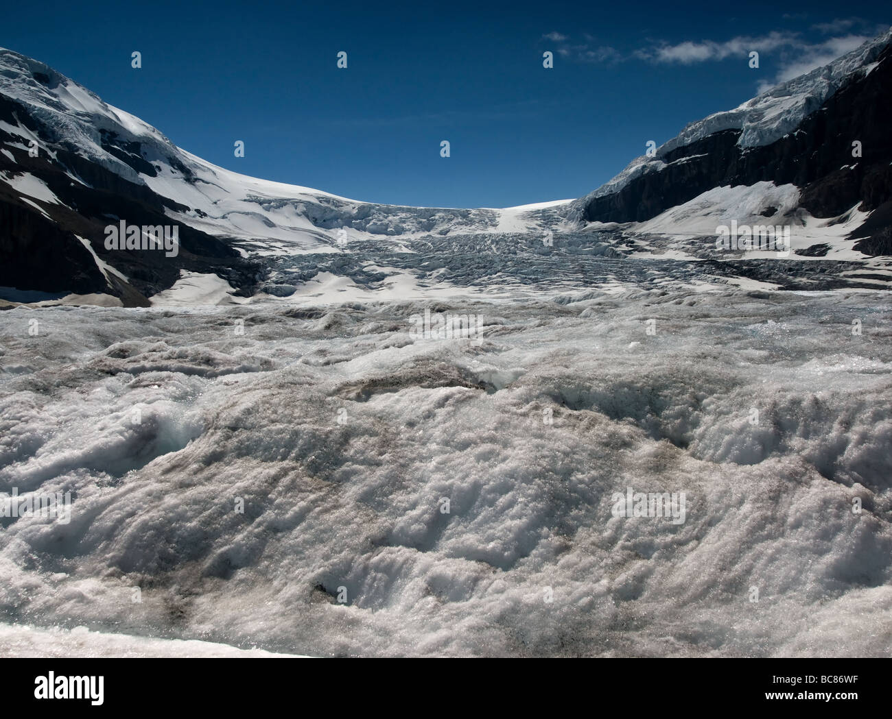 Athabasca Glacier, Columbia Icefield, Alberta Canada taken on the glacier Stock Photo