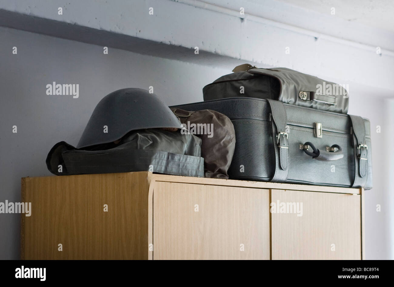 Equipment of a soldier in a musuem Prora Stock Photo