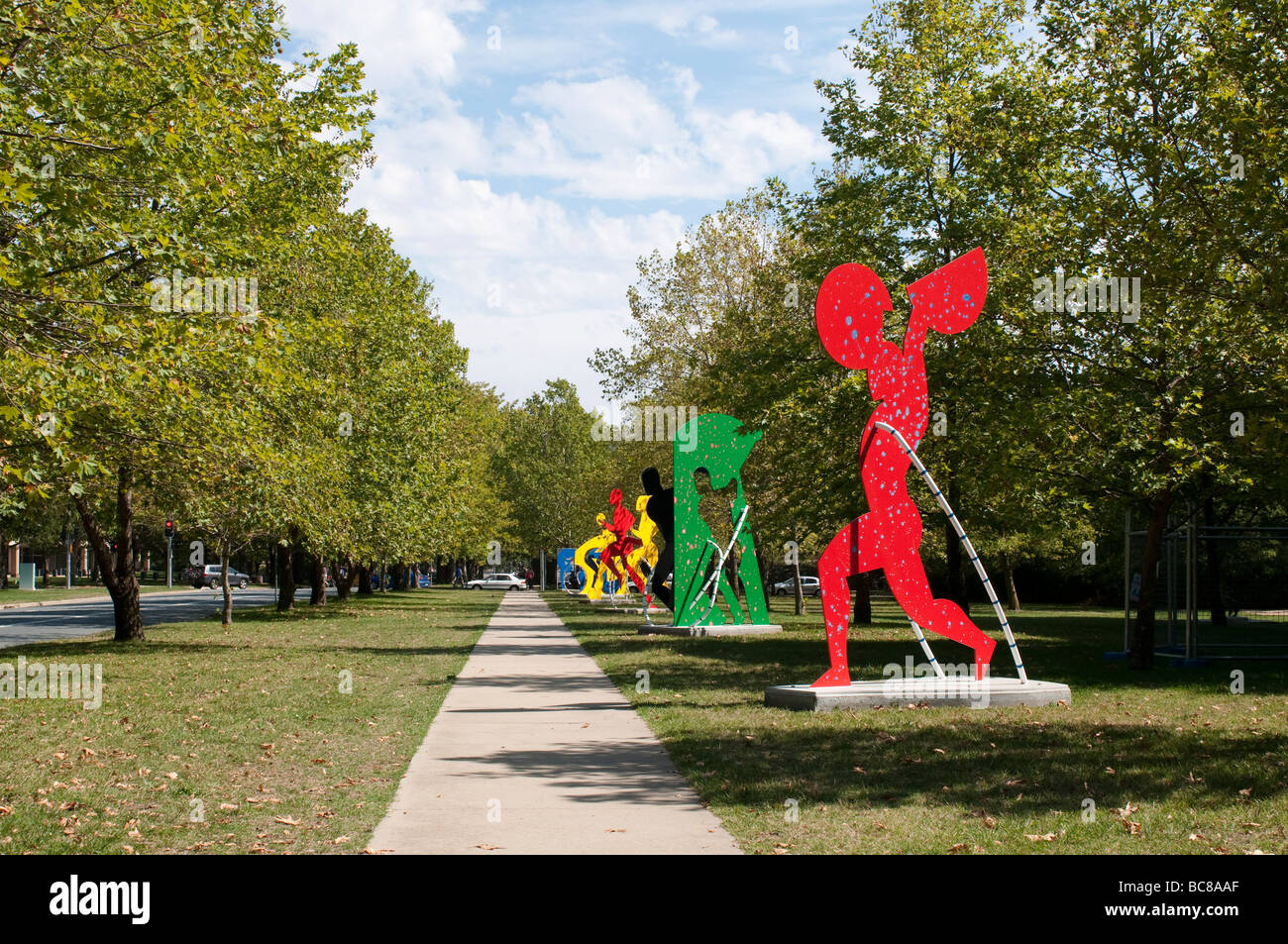Modern sculptures next to Questacon, Canberra, ACT, Australia Stock Photo