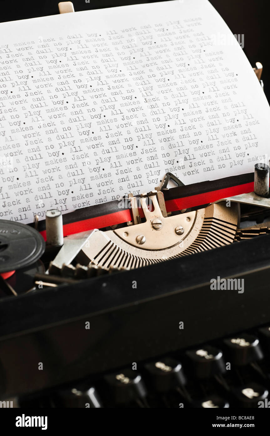 Closeup Of Typewriter With Text On Paper Text All Work And No Play Makes Jack A Dull Boy Over And Over Stock Photo Alamy Closeup Of Typewriter With Text On Paper Text All Work And No Play Makes Jack A Dull Boy Over And Over Stock Photo Alamy