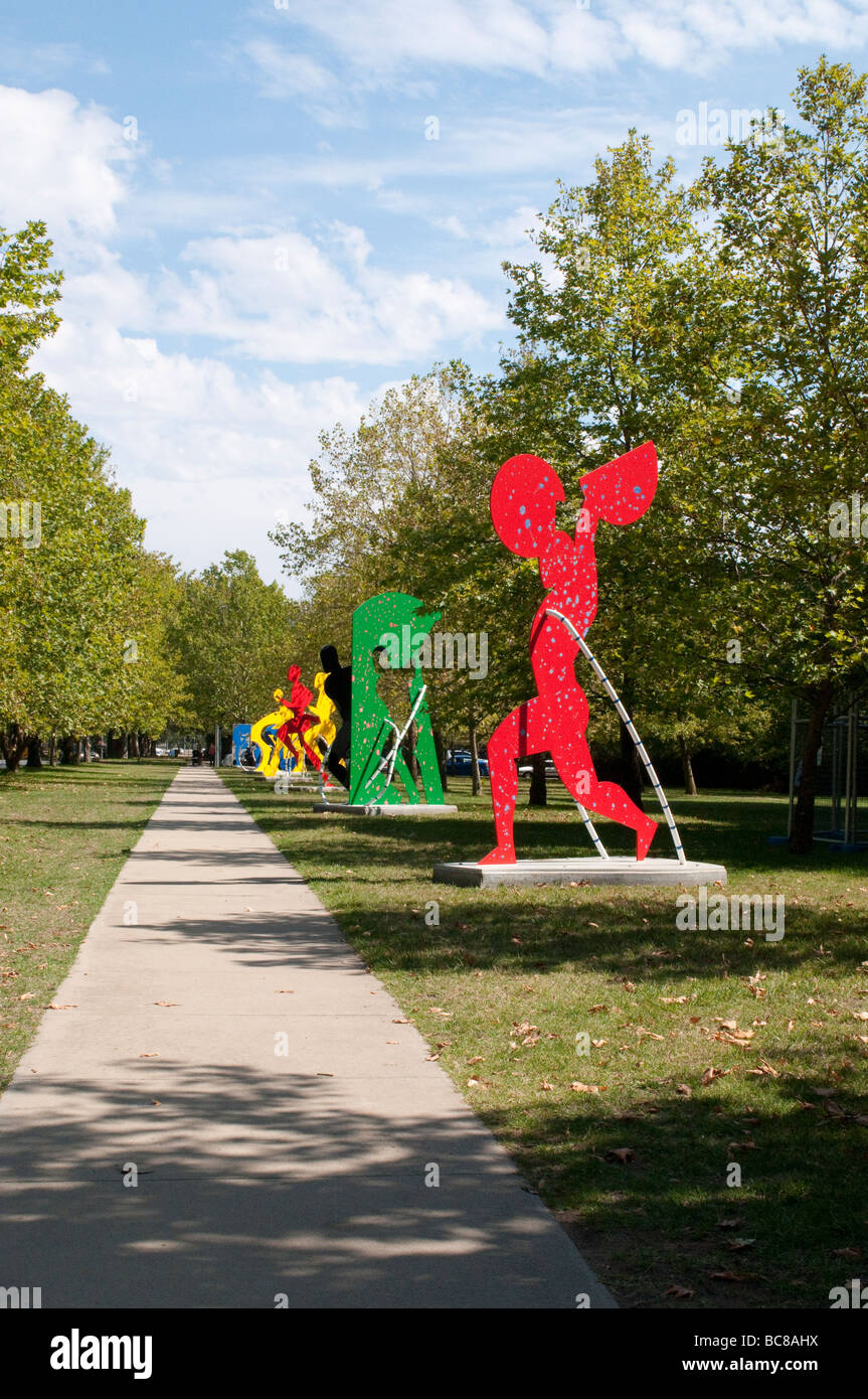 Modern sculptures next to Questacon, Canberra, ACT, Australia Stock Photo