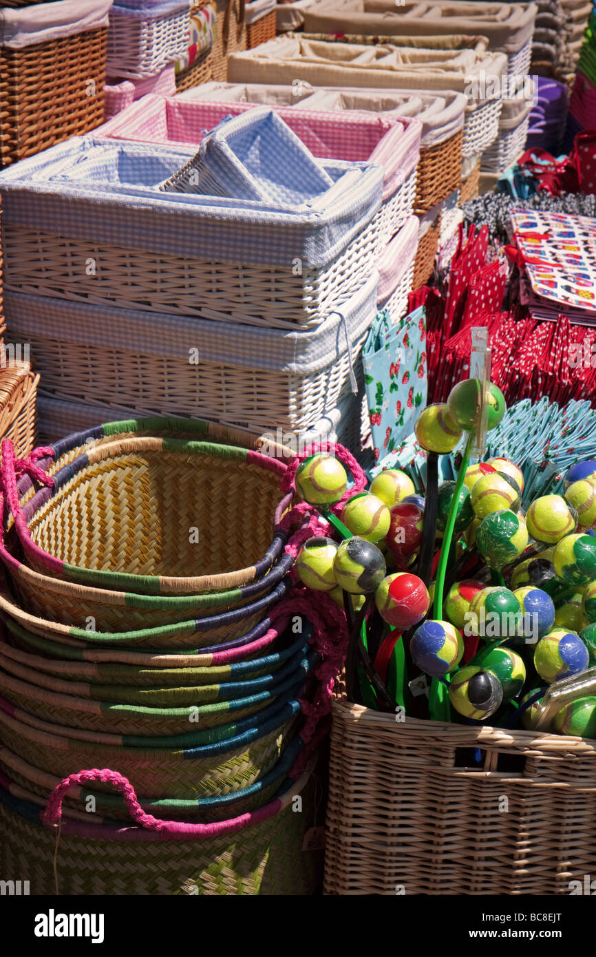 Goods for sale on display outside a shop in Royal Tunbridge Wells Stock Photo