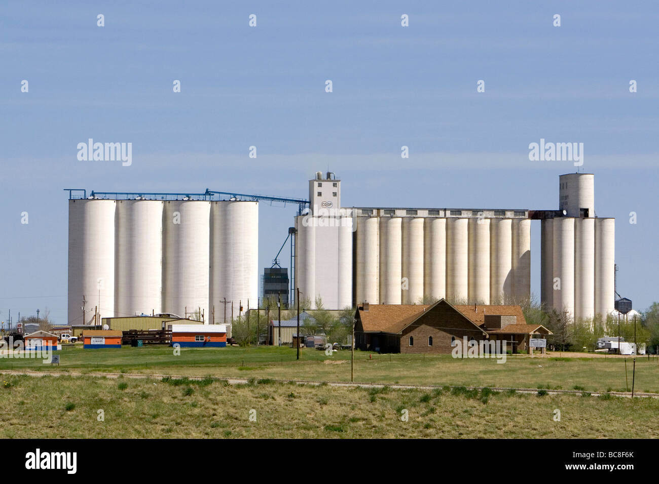 Grain elevators in Seibert Colorado USA Stock Photo