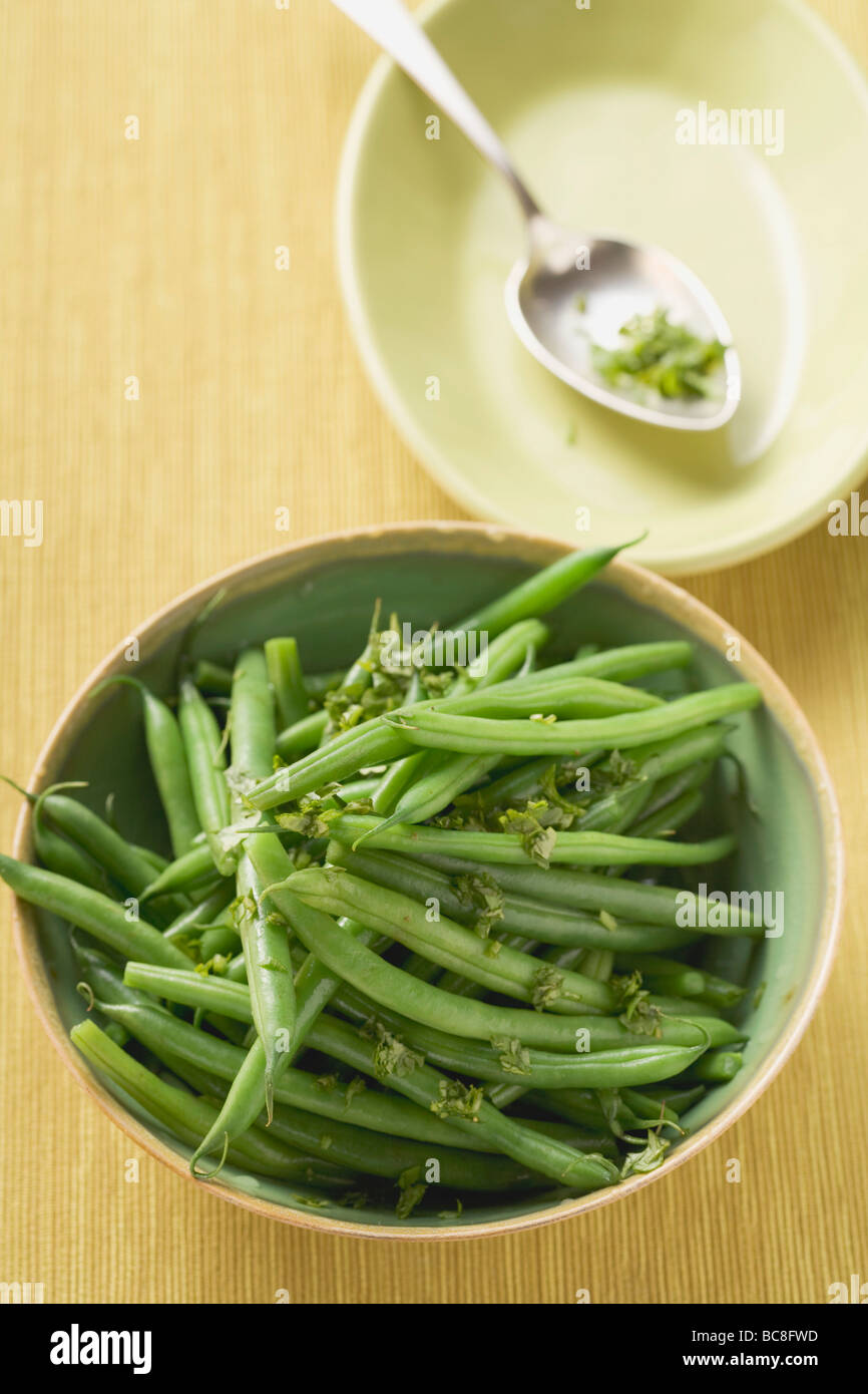 Green beans with herbs Stock Photo Alamy