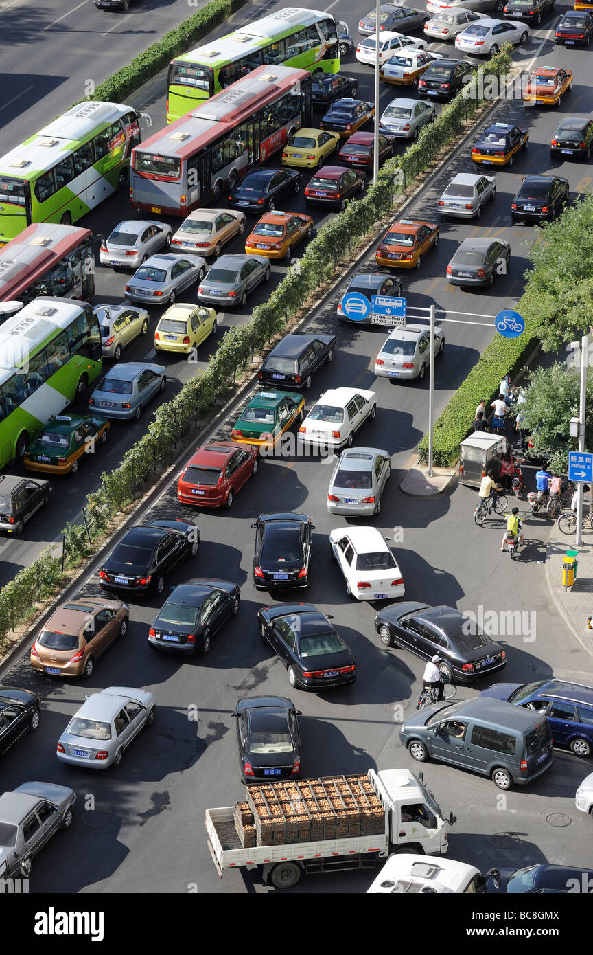 Traffic jam in Beijing, China. 2009 Stock Photo