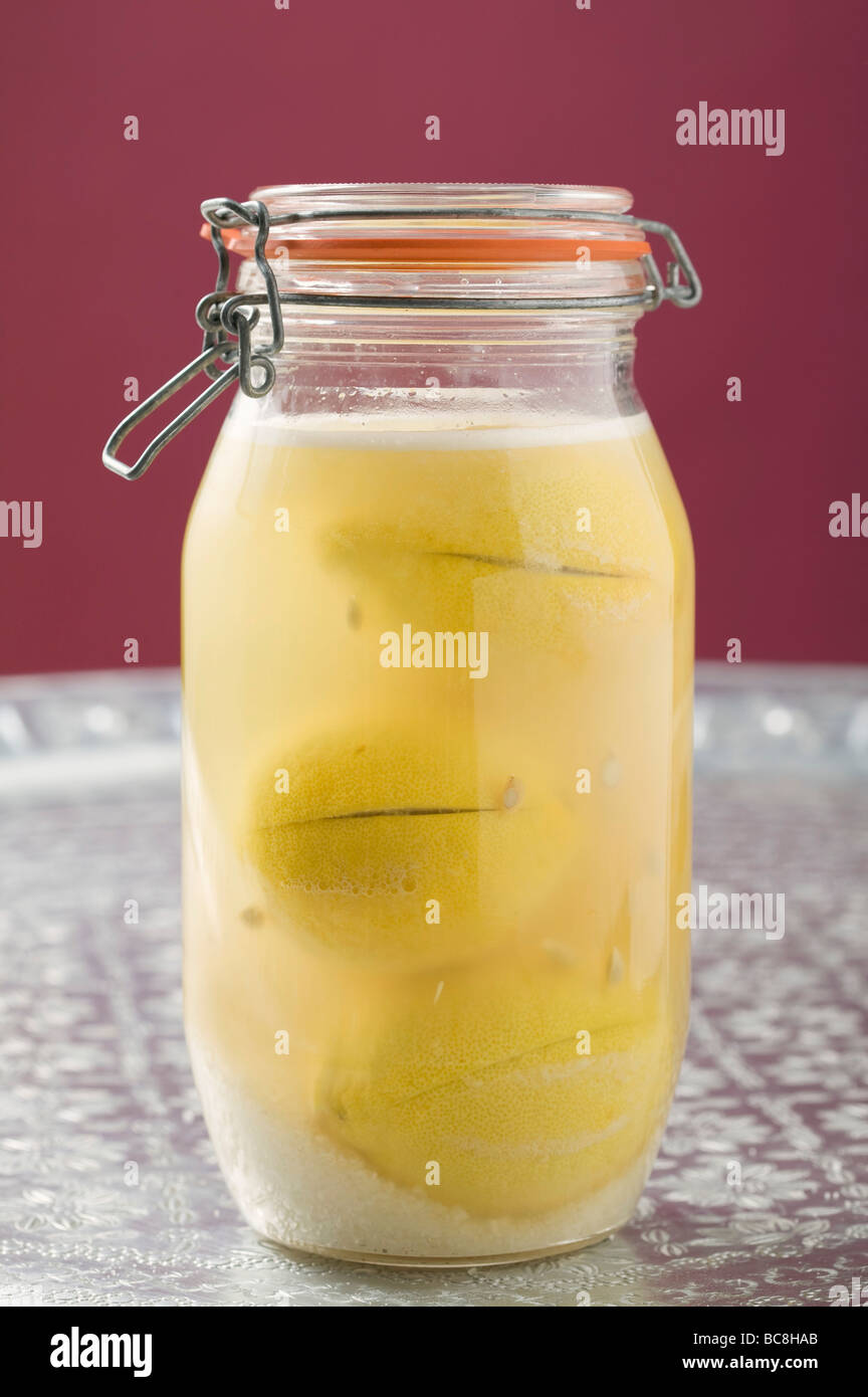 Pickled lemons in jar Stock Photo Alamy