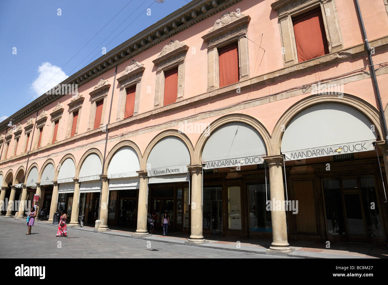 covered shopping arcade along via deli archignnasio piazza galvani