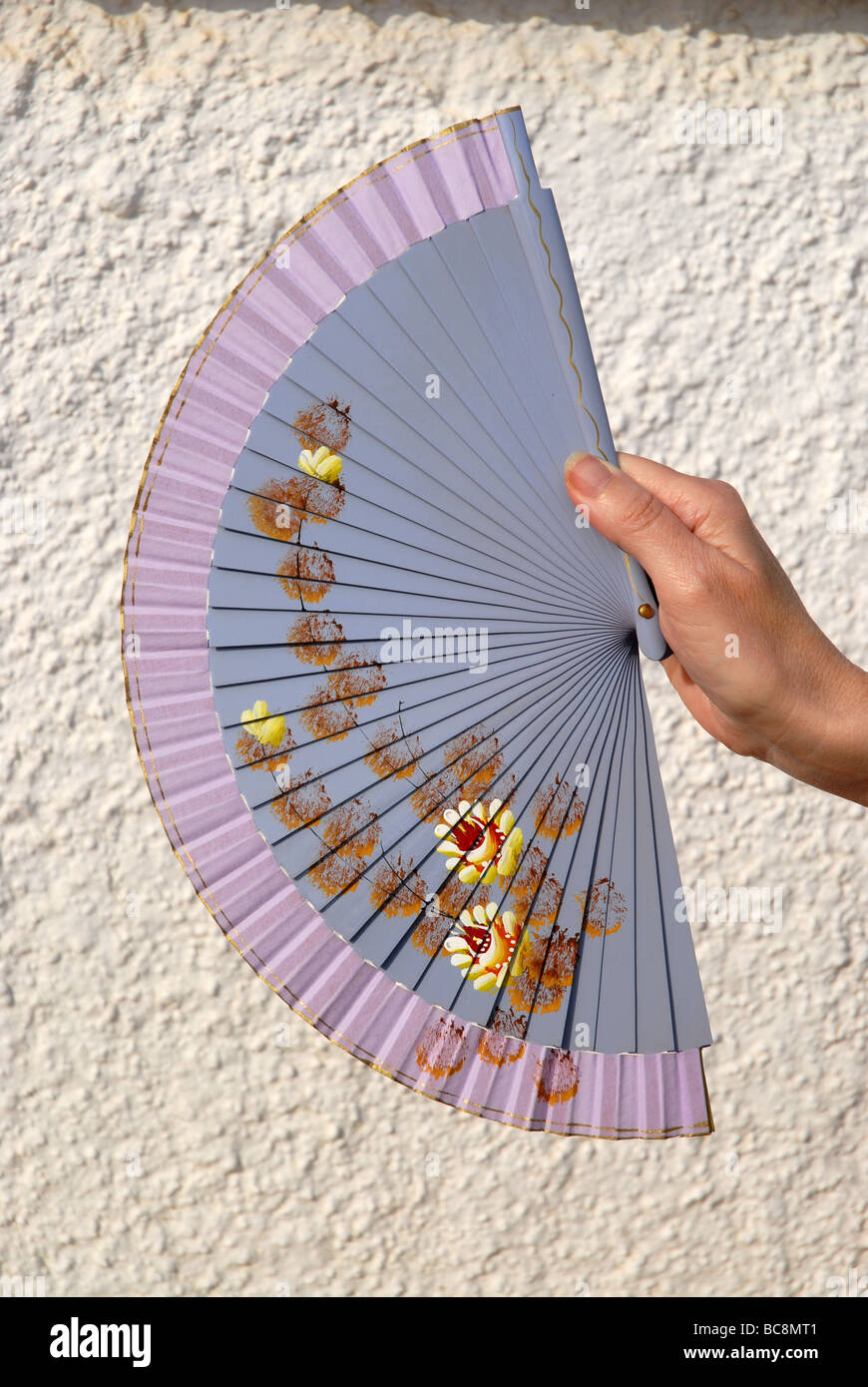 Spanish fan in woman's hand Stock Photo Alamy