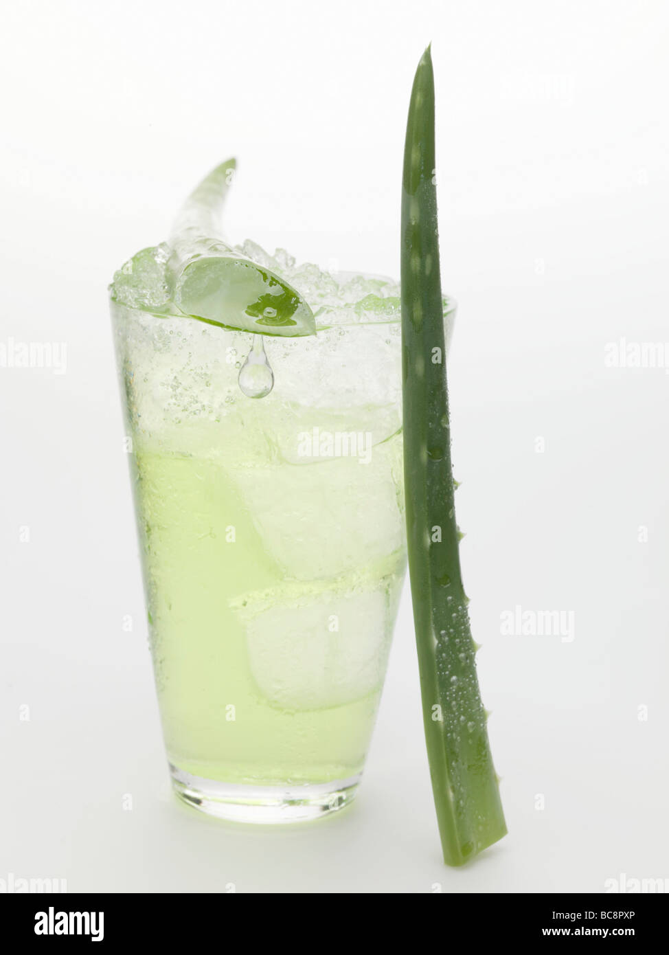 Aloe vera juice with ice cubes Stock Photo Alamy
