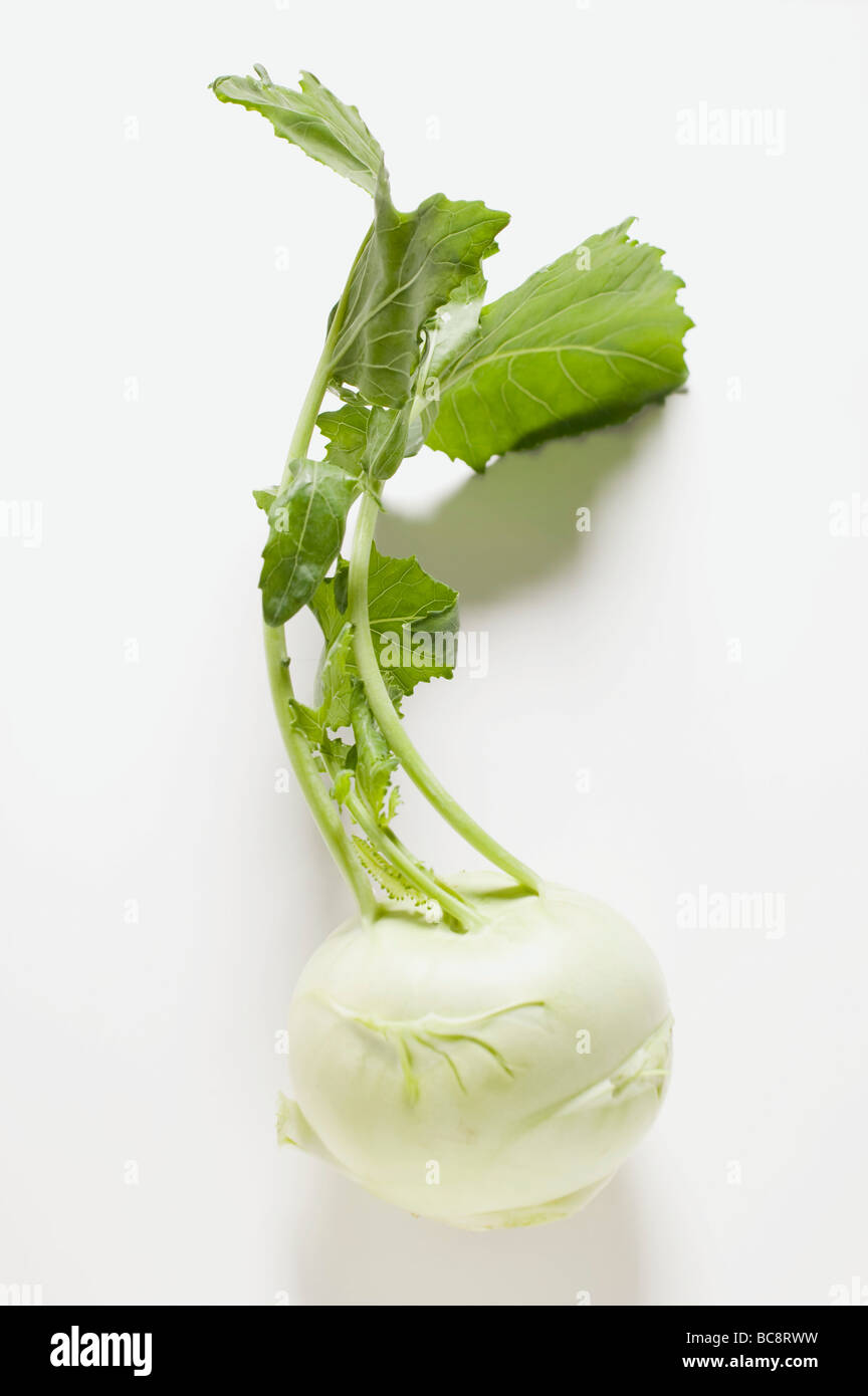 A kohlrabi with leaves Stock Photo Alamy