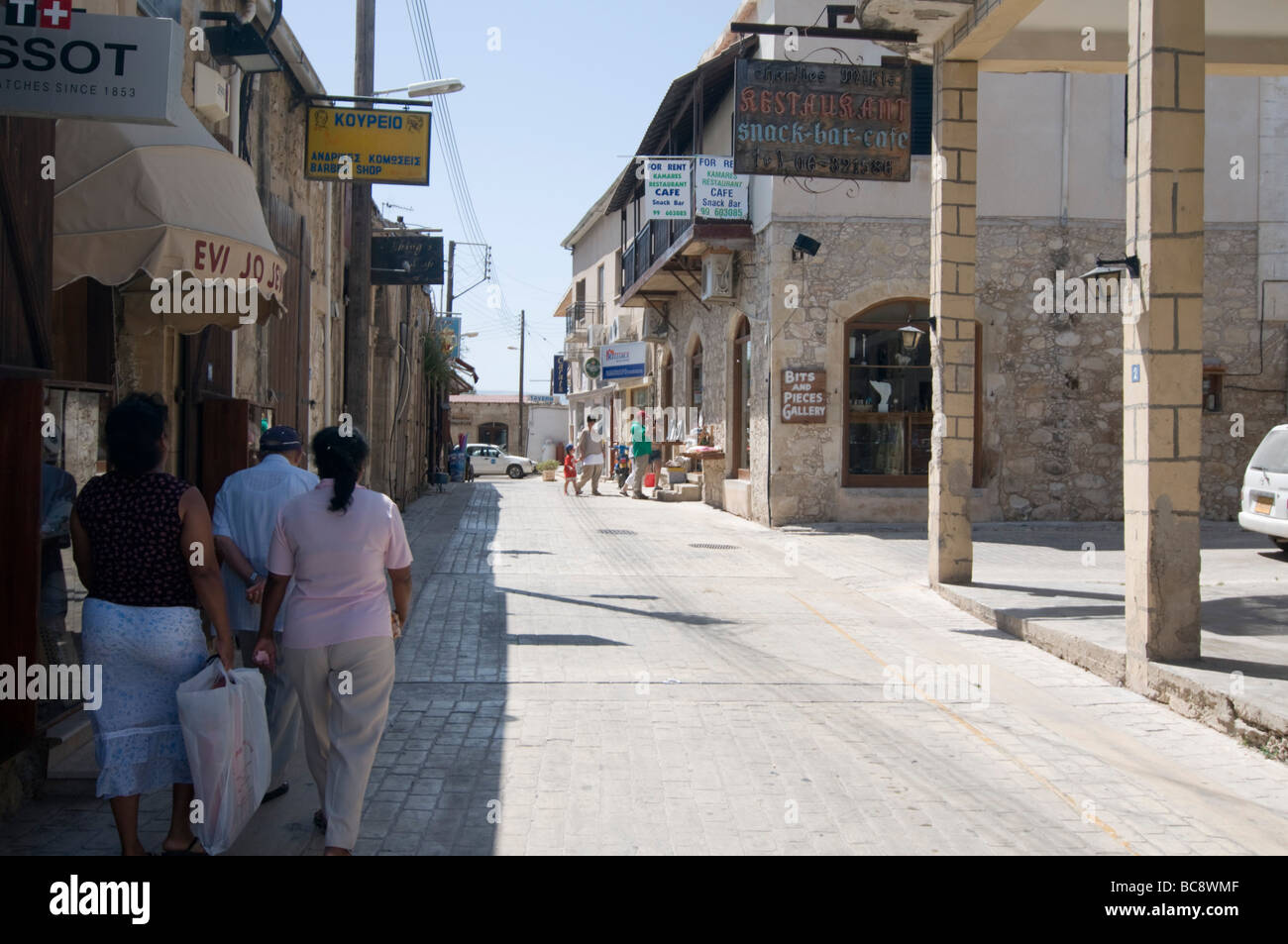 Cyprus Polis pedestrian street in city centre Stock Photo