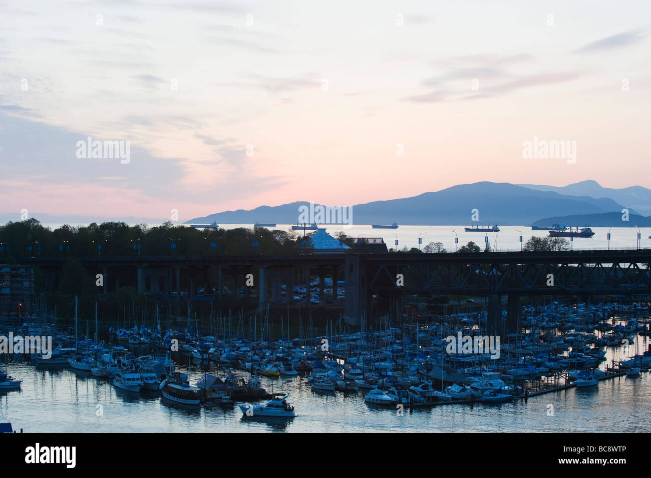 sunset over False Creek Harbour Vancouver British Columbia Canada Stock Photo