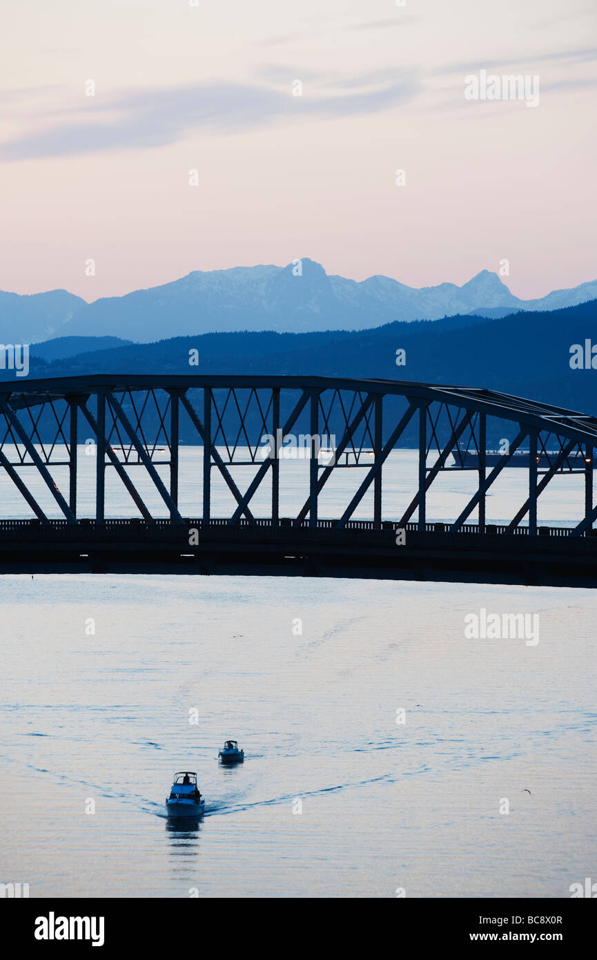 sunset over False Creek Burrard Bridge Vancouver British Columbia Canada Stock Photo