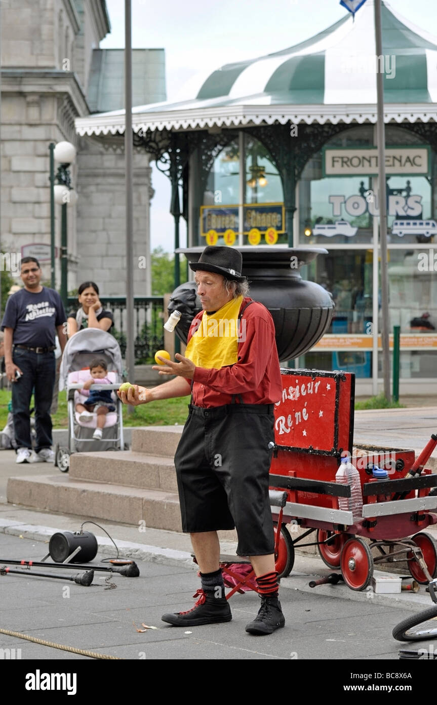 Steet Performer / Entertainer in Old Quebec City Stock Photo
