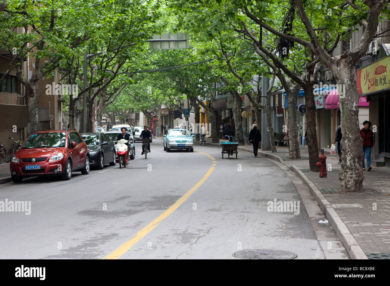A street is seen in the French Concession in Shanghai, China Stock Photo