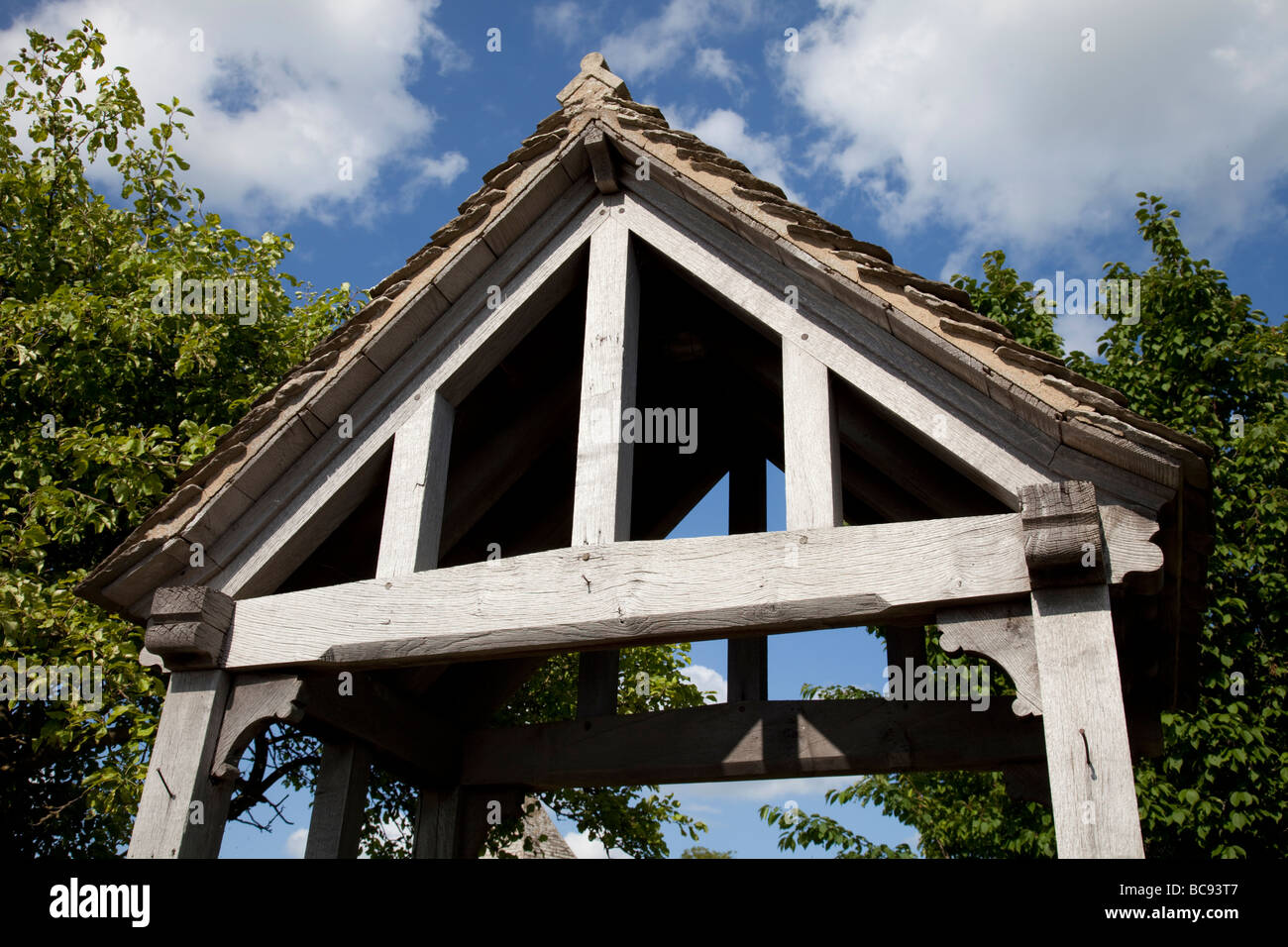 Wooden porch entrance Church of St Mary Magdalene Boddington