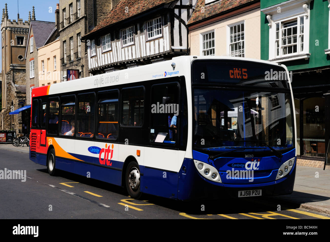 A Stagecoach Citi 5 single decker bus in Bridge Street ,Cambridge