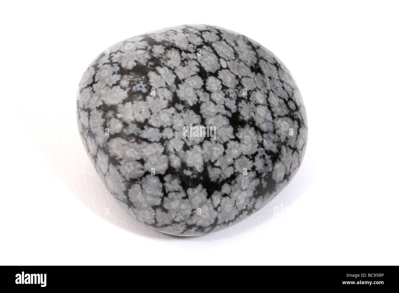 A Snowflake Obsidian healing crystal. Stock Photo