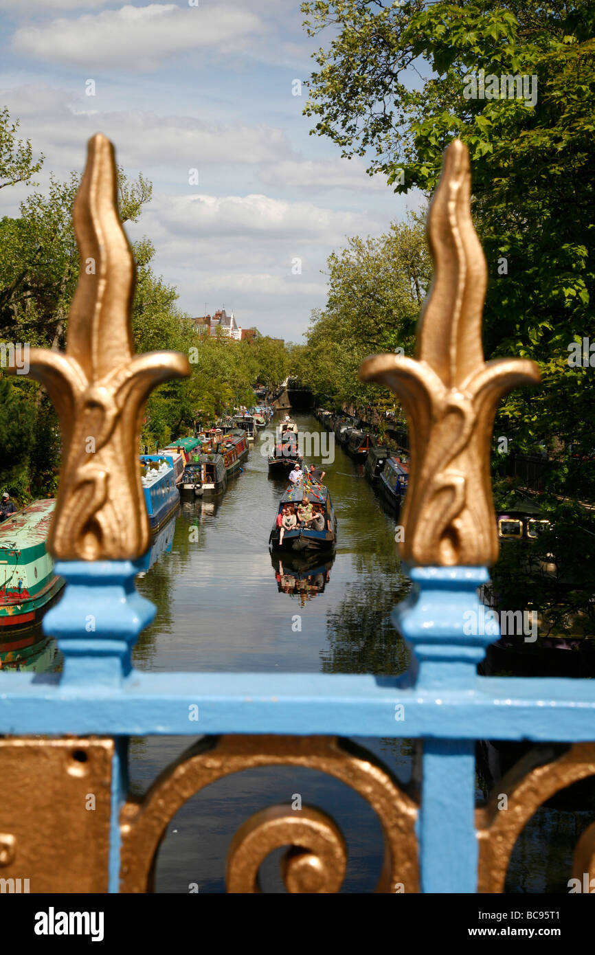 Looking through the Warwick Avenue bridge to the Regent's Canal, Maida Vale, London, UK Stock Photo