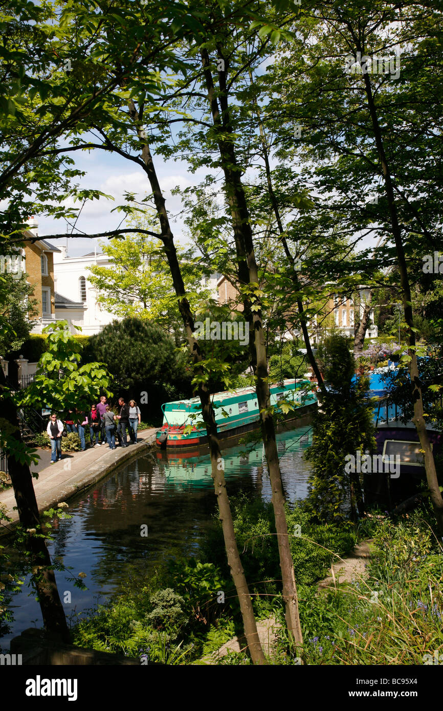 Regent's Canal running along Blomfield Road, Maida Vale, London, UK Stock Photo