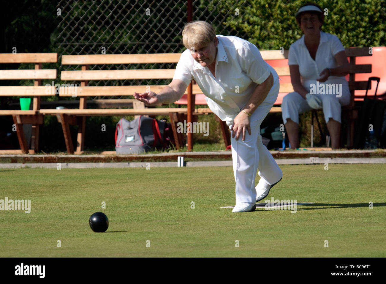 Lawn bowls match at Colemans Hatch East Sussex Stock Photo