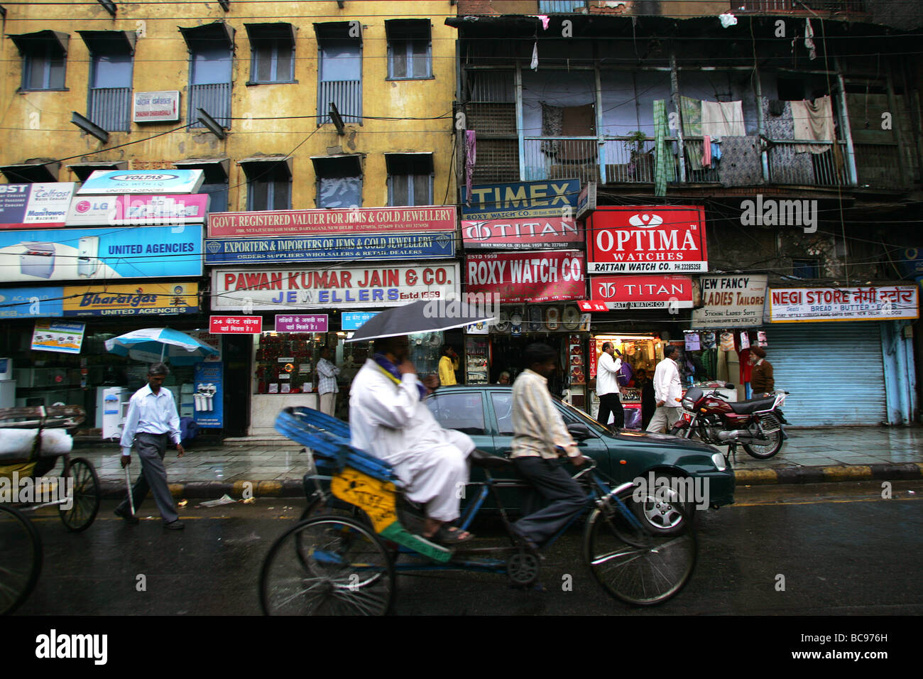 Main street of Chandni Chowk quarter in New Delhi India One of the most touristic places in India Stock Photo