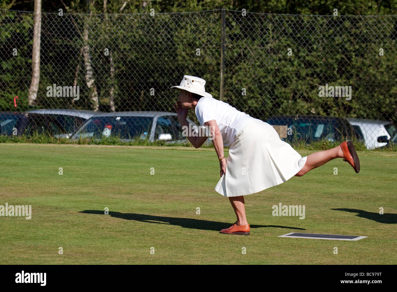 Lawn bowls match at Colemans Hatch East Sussex Stock Photo