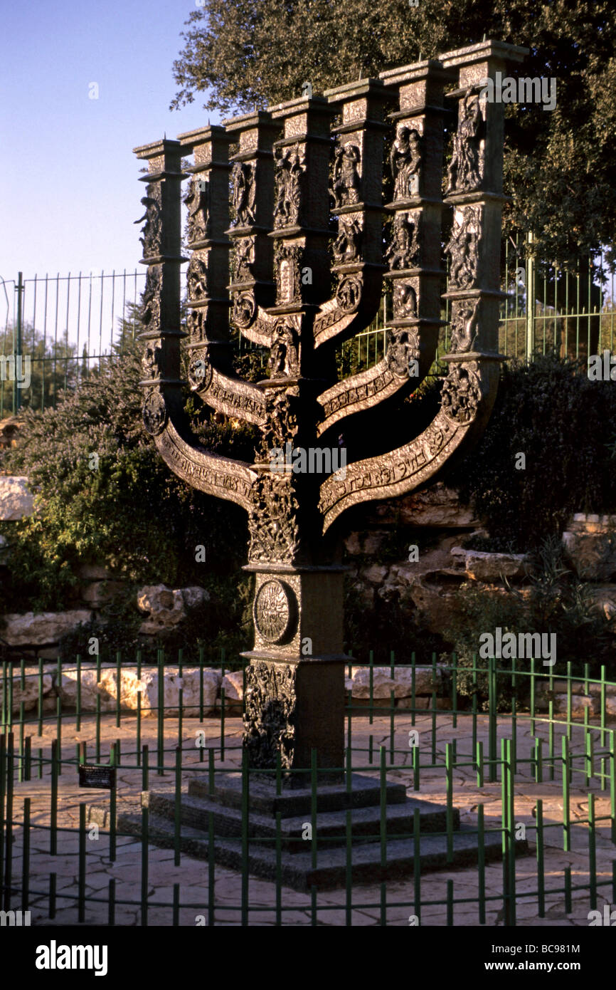 israel jerusalem seven branched candelabrum Stock Photo