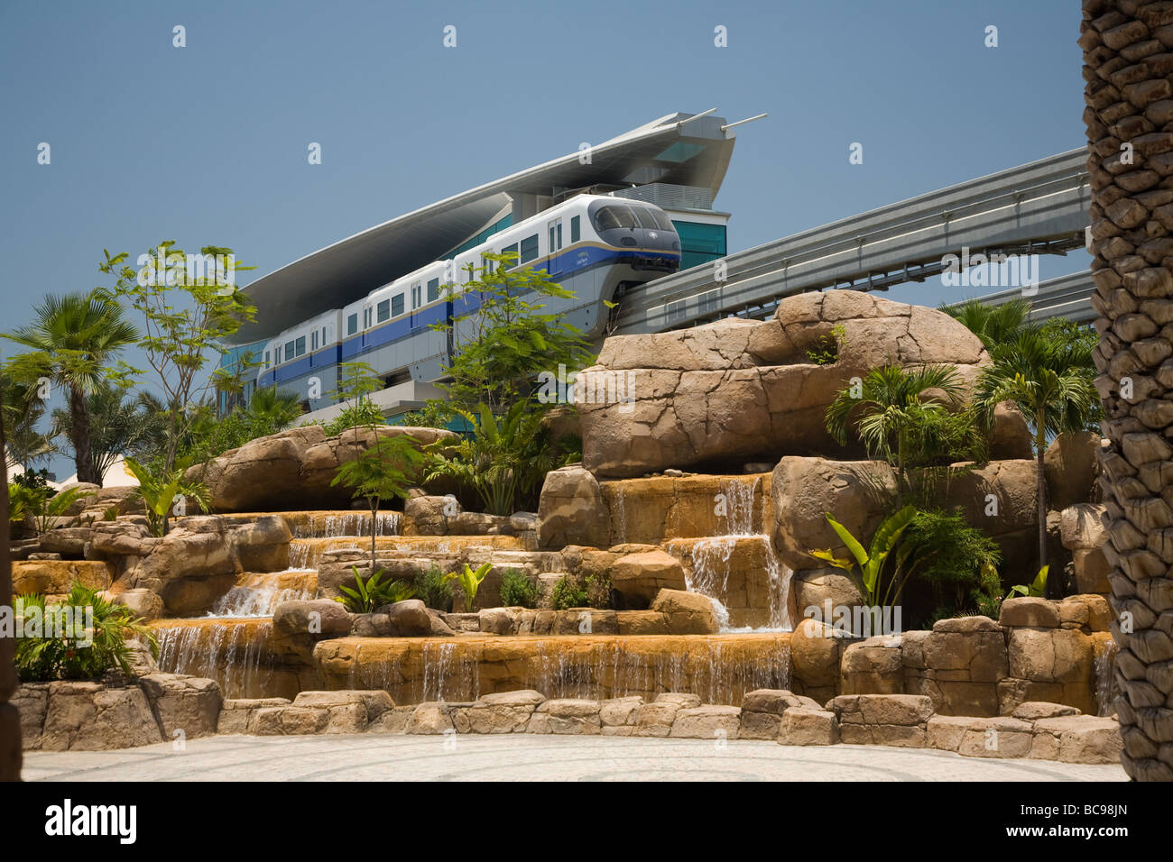 Dubai Palm Jumeirah Monorail Train Track UAE Stock Photo