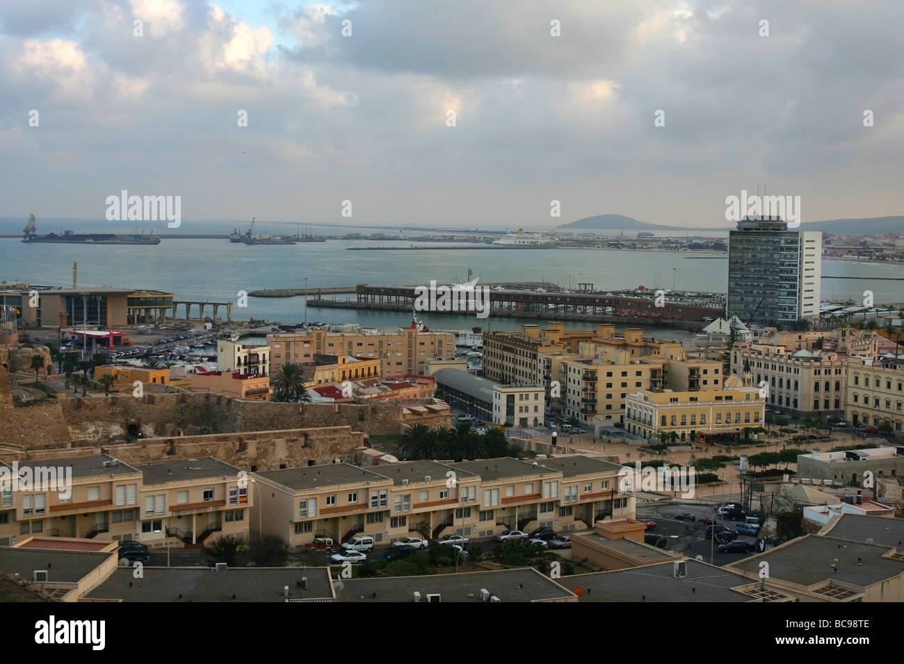 A view of Melilla harbour Spain Stock Photo