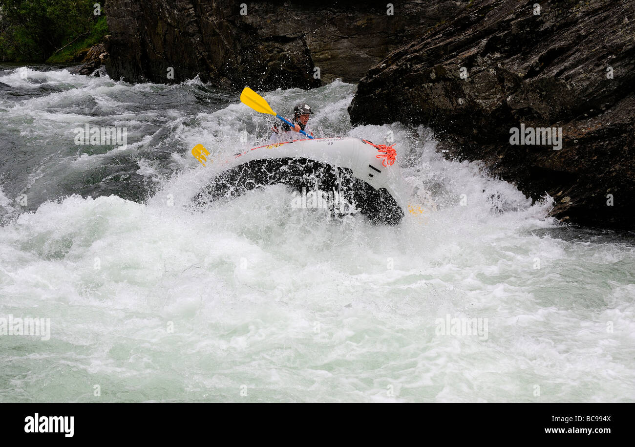 Rafting competition in white water river Stock Photo