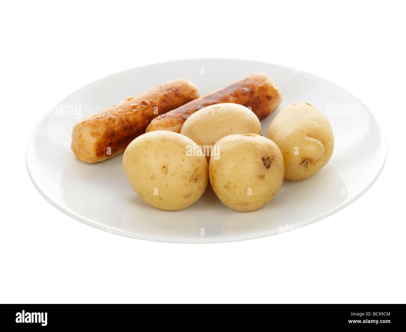 Vegetarian Cumberland Sausages with Potatoes Stock Photo
