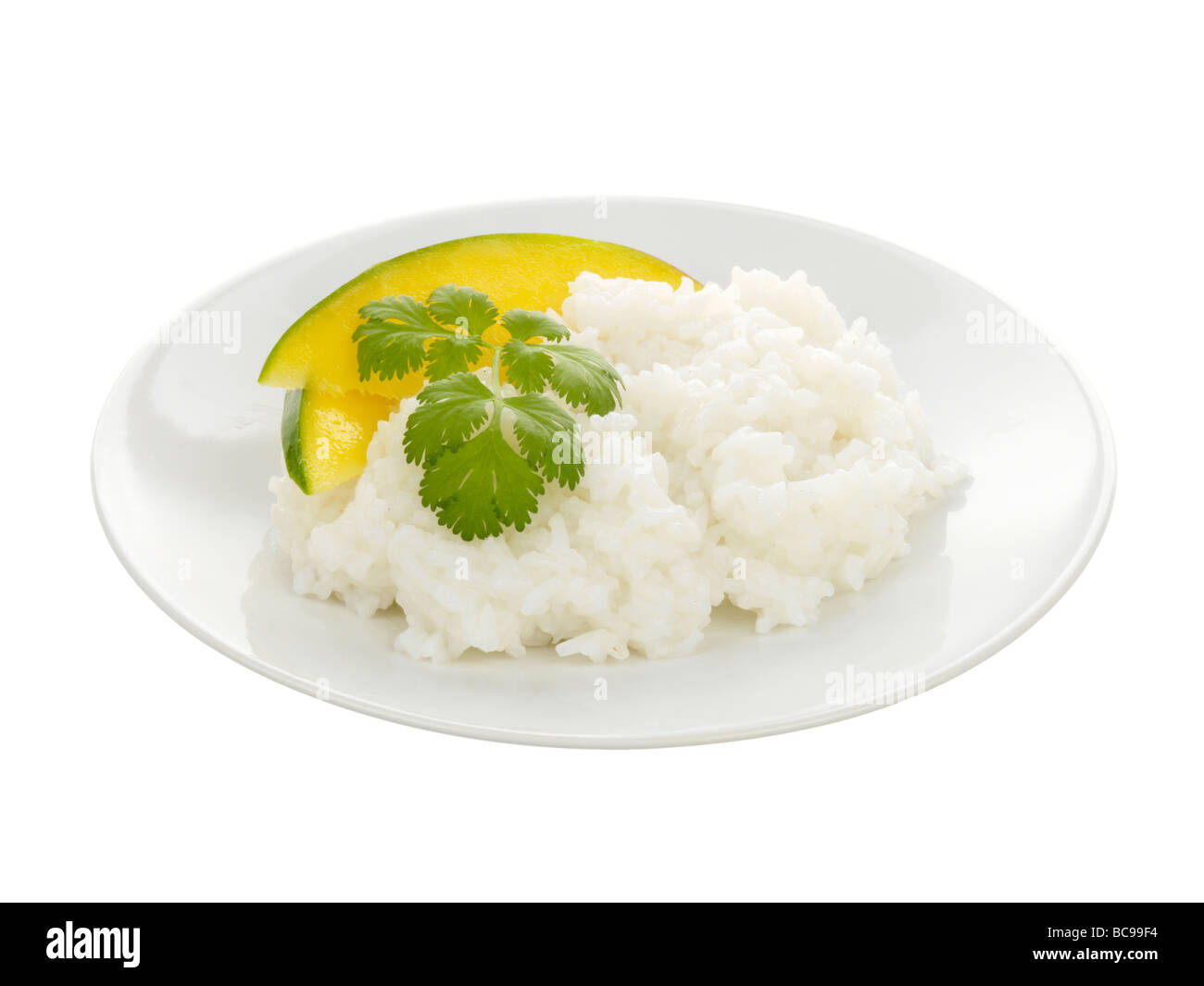 Thai Rice with Mango Stock Photo