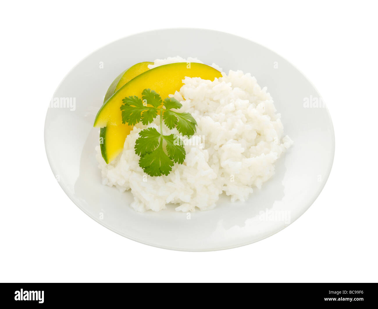 Thai Rice with Mango Stock Photo