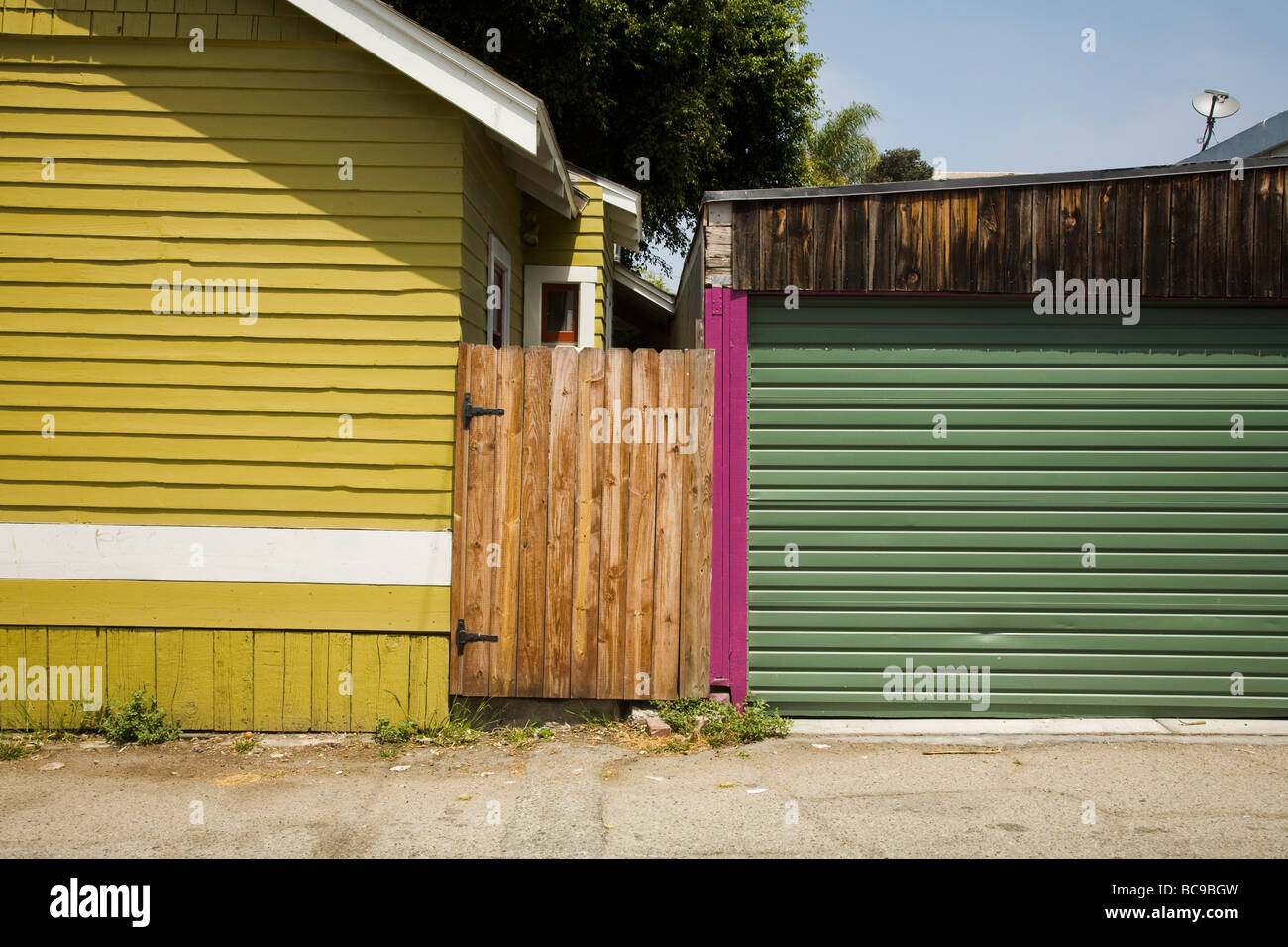 vertical and horizontal lines sides of houses Venice Beach Los Angeles County California United States of America Stock Photo