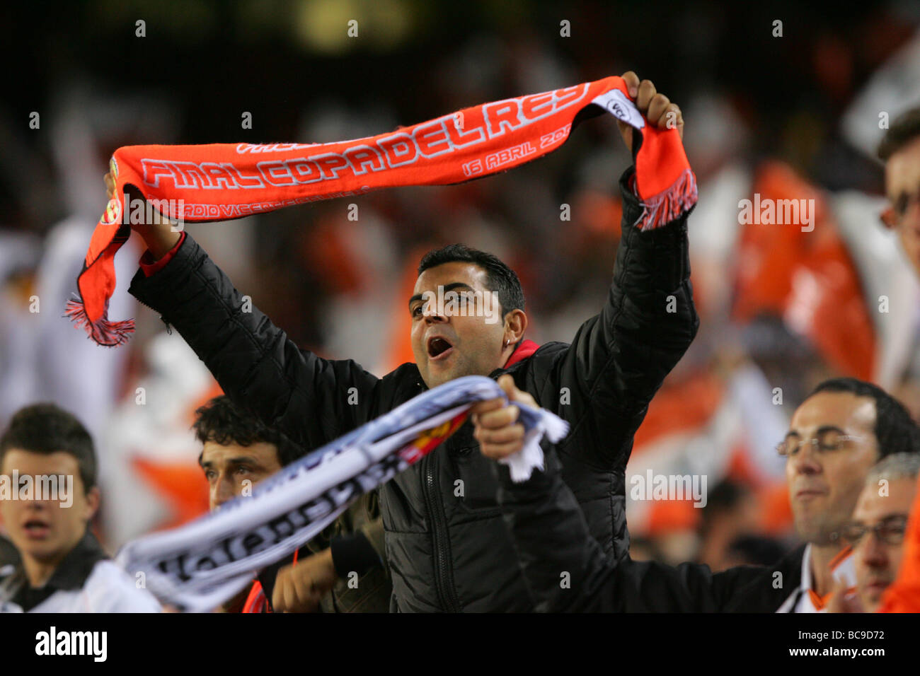Valencia CF supporters are seen during a spanish league match on Valencia Spain Stock Photo