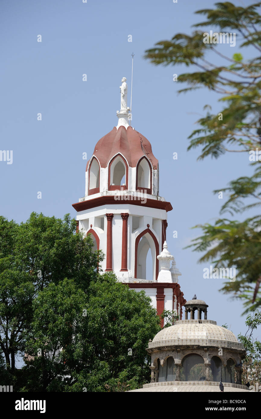 Church tower in Tlaquepaque, Jalsico, Mexico Stock Photo
