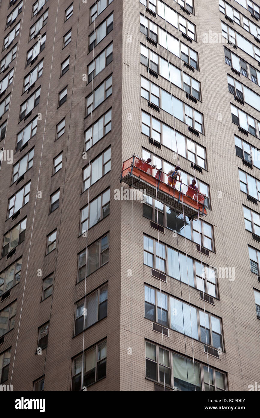Window cleaners in NYC Stock Photo Alamy