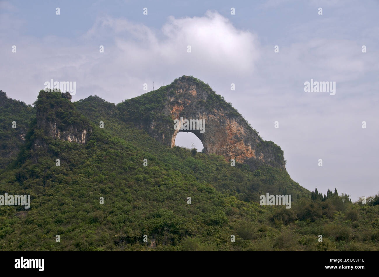 Moon Hill near Yangshuo Guangxi China Stock Photo