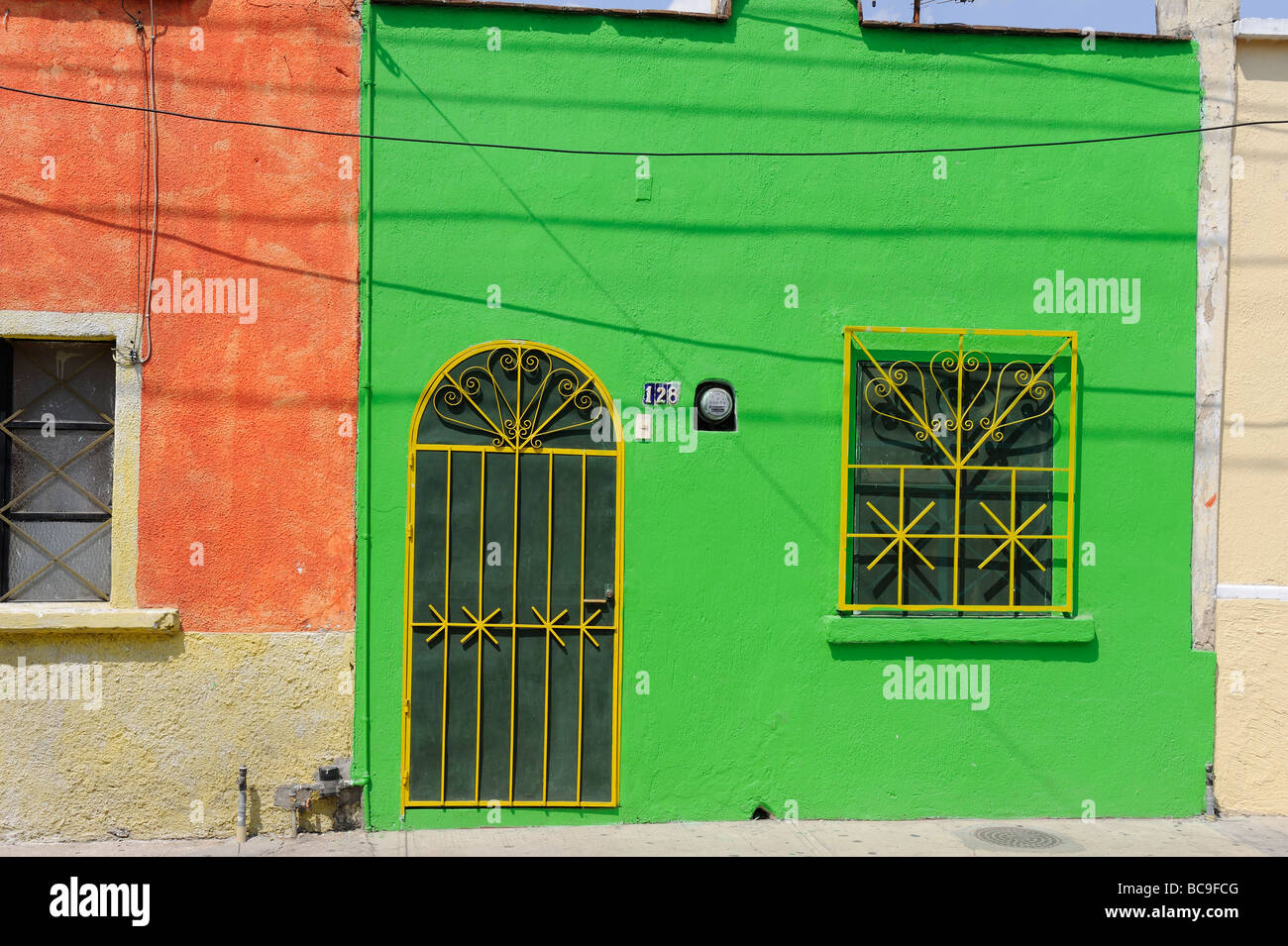 Colourful Walls in Tlaquepaque, Jaslico, Mexico Stock Photo