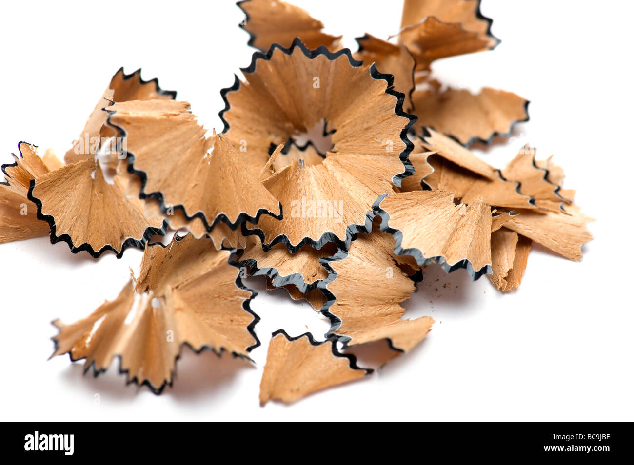 object on white Shavings from pencils macro Stock Photo