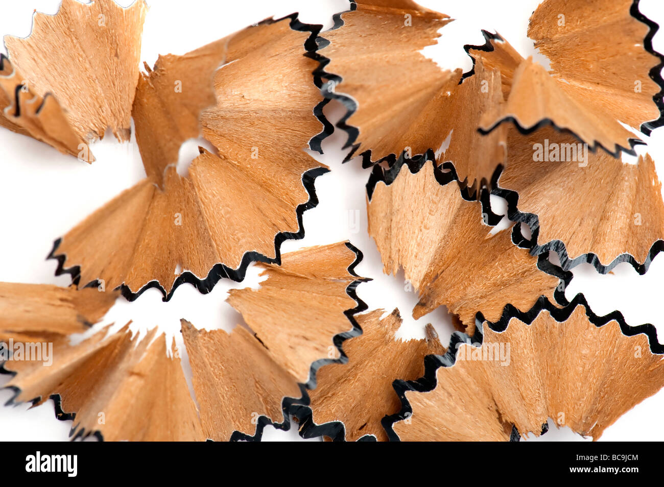 object on white Shavings from pencils macro Stock Photo