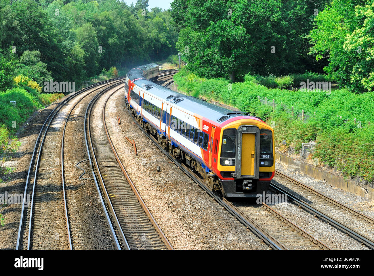 British rail express train in countryside Stock Photo